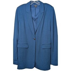 J Jill Wearever Collection Blue Blazer Double Faced Jersey Womens Medium Tall